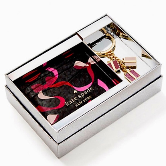 kate spade Accessories - Kate Spade ♠️ Wrapping party Staci Ribbon Card Key fob bag charm box set